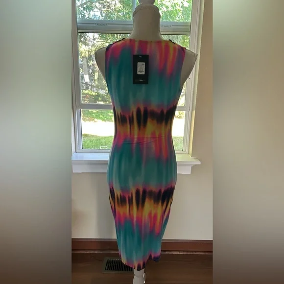 Fashion Nova Cowl Neck Tie Dye Midi Dress Sz.Medium NWT💗 - Picture 3 of 4